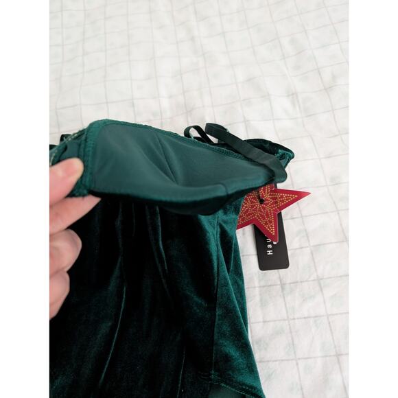 NWT Haute Monde green stretch velvet bodysuit with padded cups size small - Picture 8 of 16
